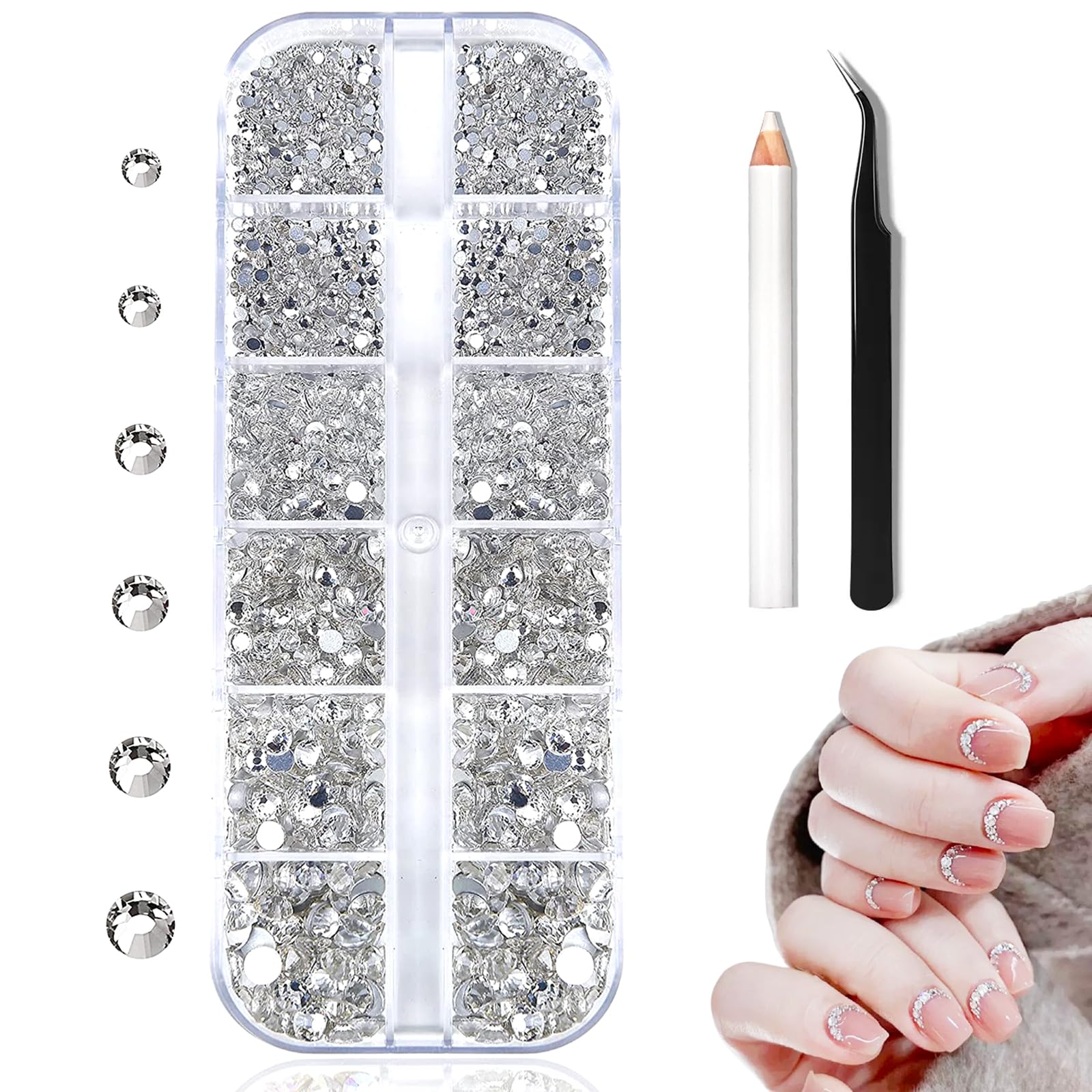 Amazon.co.jp: ネイルラインストーン 6サイズ 1.5-5mm ライン